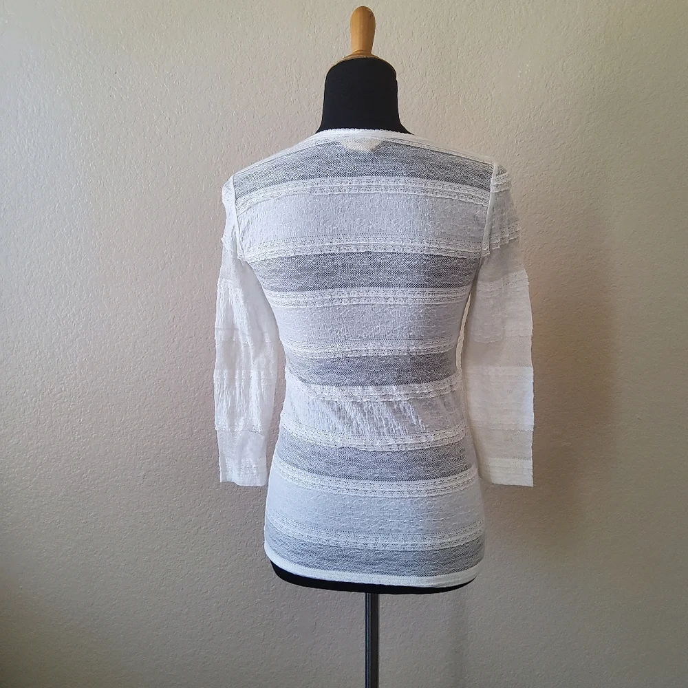 Denim & Supply Ralph Lauren Henley Lace Long Sleeve Top Size S White New